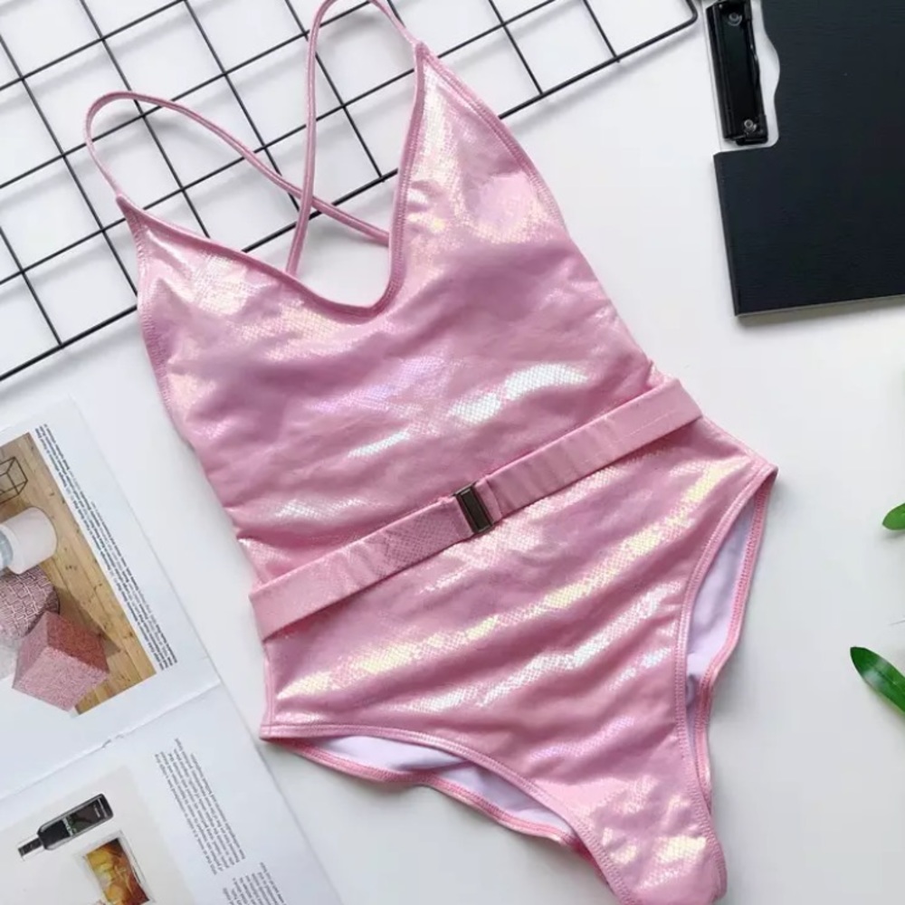 Pink metallic swimsuit